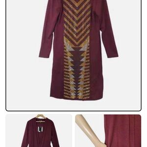 Antthony Originals NWT Embellished Wine Long Sleeve Open Front Duster
